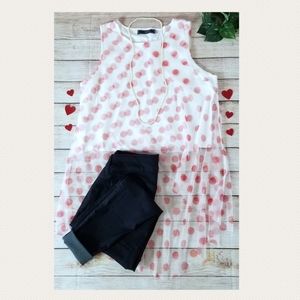 Sz L/XL High Low Polk Dot Tulle Tank Top